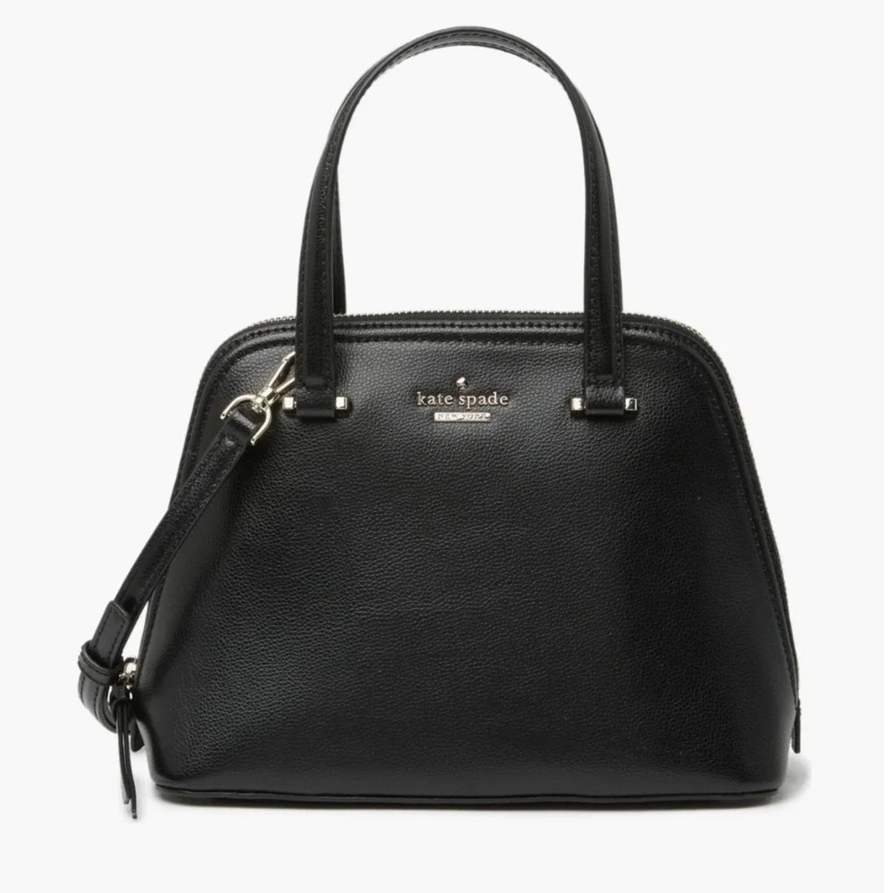 Kate Spade New York Black Leather Patterson Dome Satchel Bag
